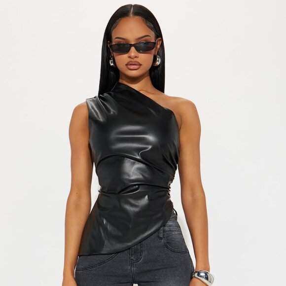 Fashion Nova Leather One Shoulder - Picture 1 of 3